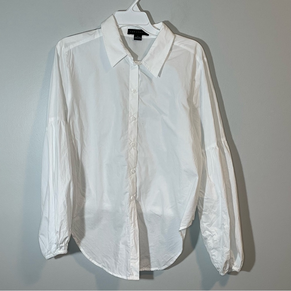 Sanctuary White Button Down Tie Front Blouse L - image 1